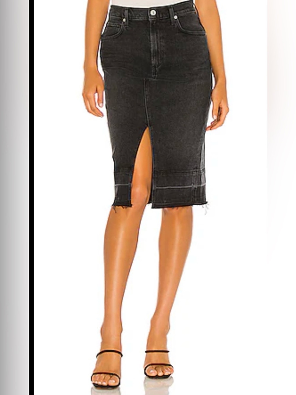 Citizens of Humanity Lauren Front Slit Denim Midi Skirt Oblivion 26